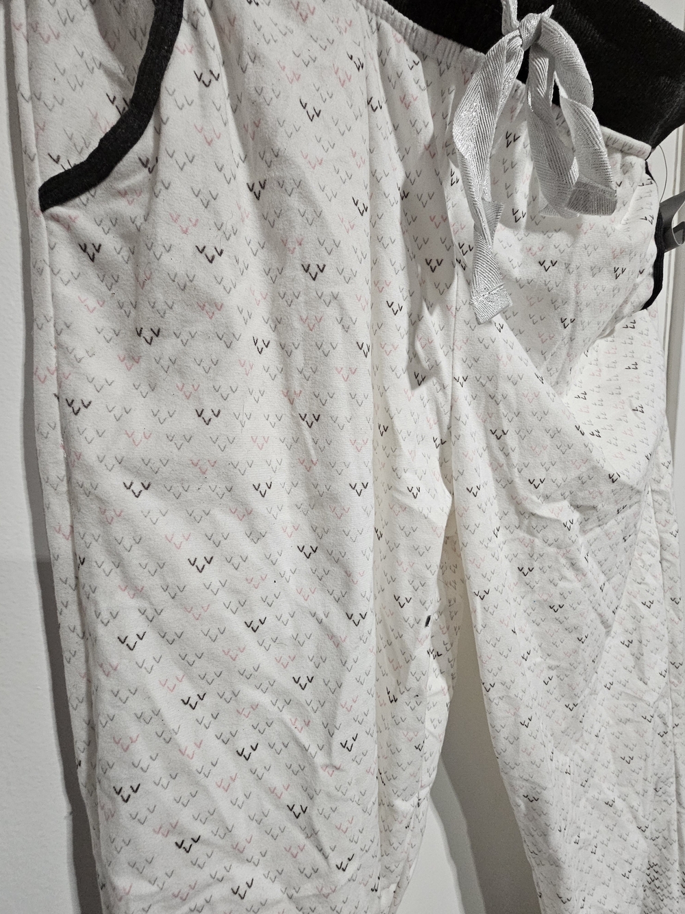 Denver Hayes Cream Pajama Pants with Black Trim and Pink Accents